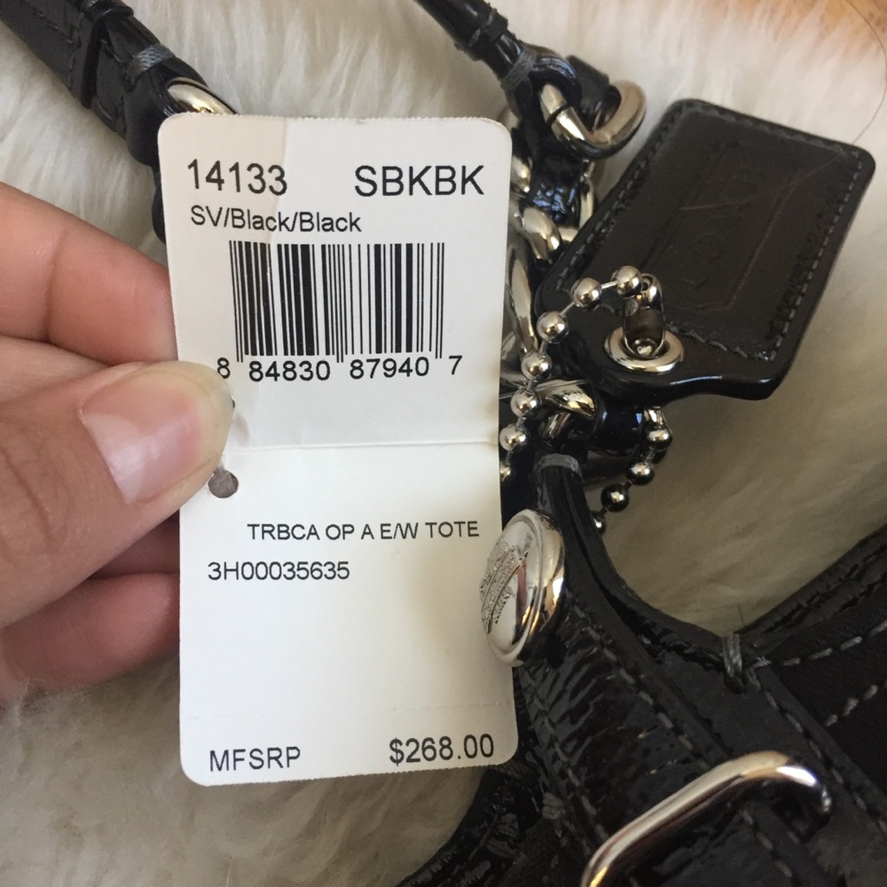 Coach Black Tribeca Madison Op Art Purse Tote Bag - Picture 6 of 8